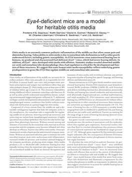 Eya4-Deficient Mice Are a Model for Heritable Otitis Media Frederic F.S