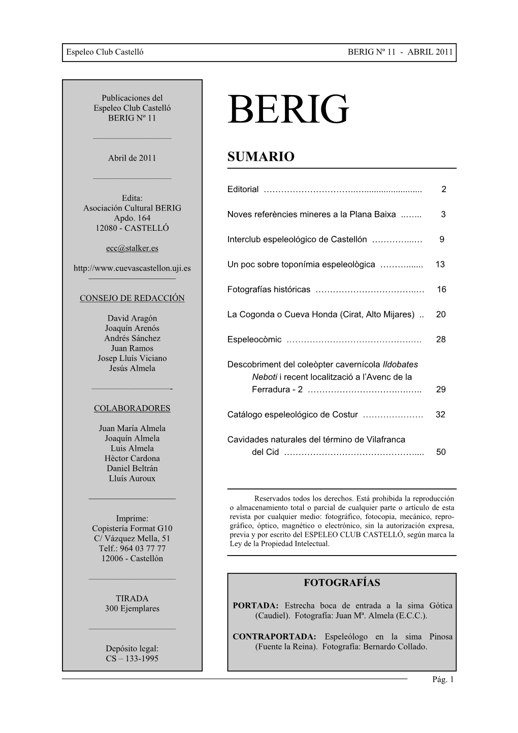 Berig Nº 11 - Abril 2011