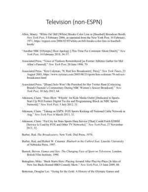 Television (Non-ESPN)
