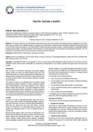 Fractal Texture: a Survey
