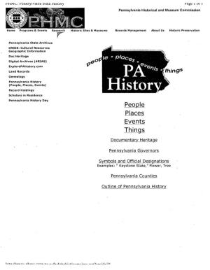 Pennsylvania History (People, Places, Events) Record Holdings Scholars in Residence Pennsylvania History Day People Places Events Things
