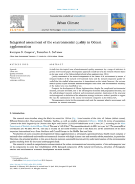 Integrated Assessment of the Environmental Quality in Odessa Agglomeration T ⁎ Kateryna D