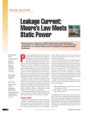 Leakage Current: Moore’S Law Meets Static Power