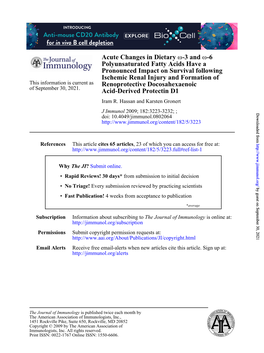 Acid-Derived Protectin D1 Renoprotective Docosahexaenoic