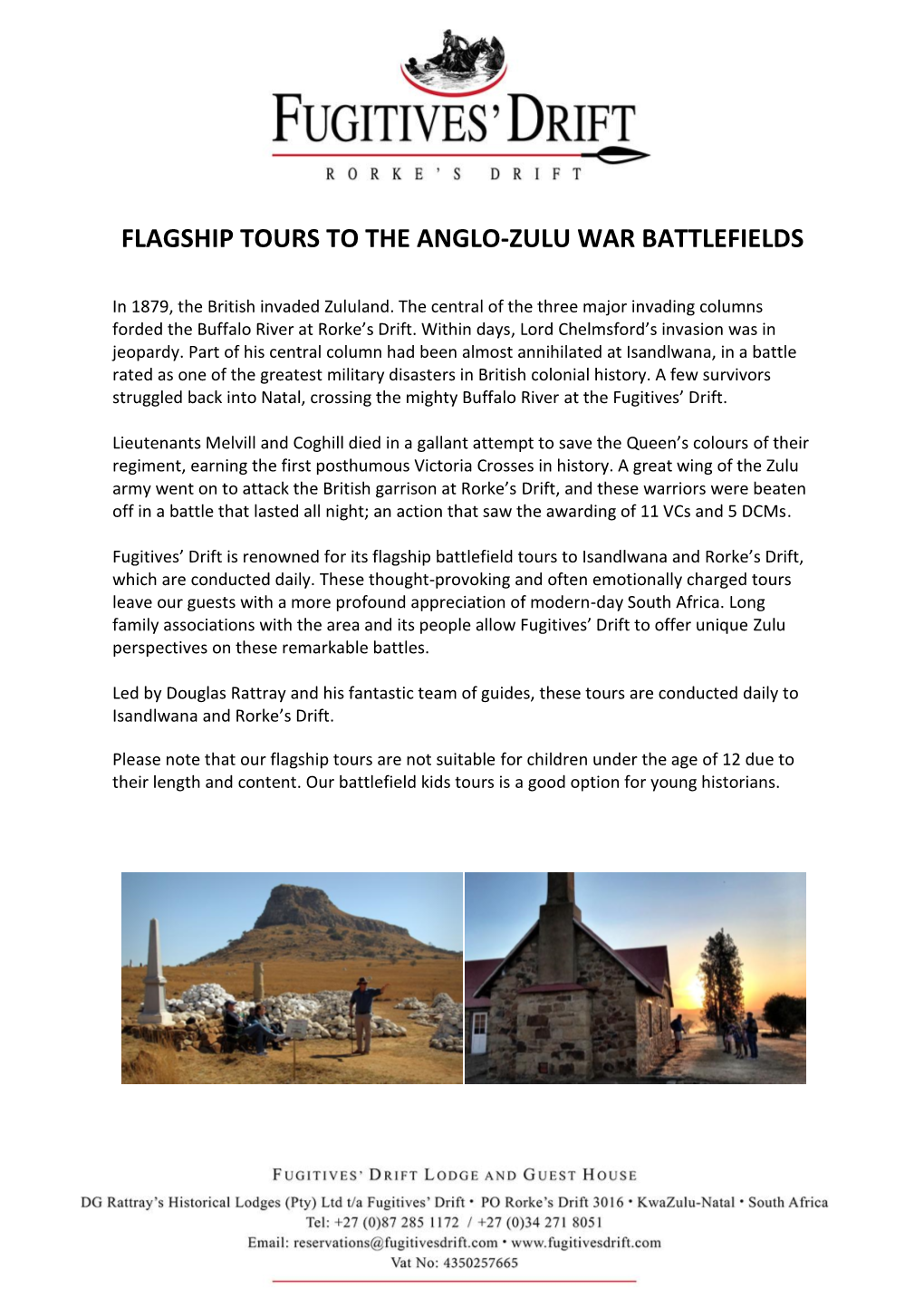 Flagship Tours to the Anglo-Zulu War Battlefields