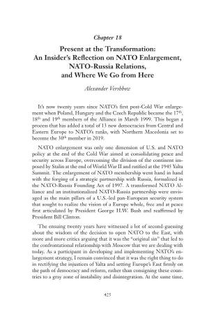 Present at the Transformation: an Insider's Reflection on NATO