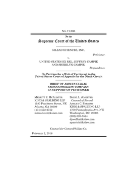 Supreme Court of the United States –––––––––––––––––– GILEAD SCIENCES, INC., Petitioner, V