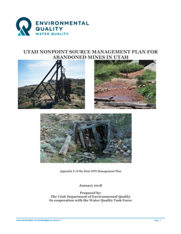 Utah Nonpoint Source Management Plan for Abandoned Mines in Utah