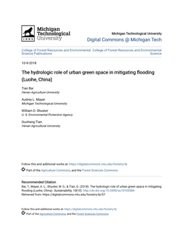 The Hydrologic Role of Urban Green Space in Mitigating Flooding (Luohe, China)