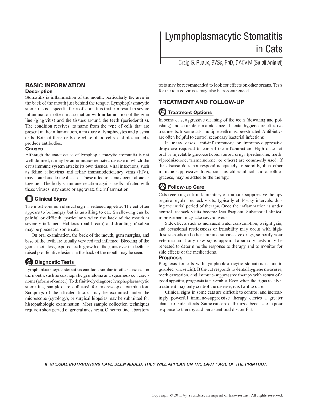 Lymphoplasmacytic Stomatitis in Cats