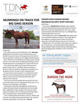 Munnings on Track for Big Oaks Season