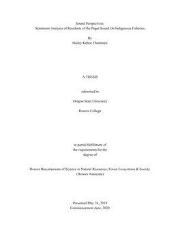 Sentiment Analysis of Residents of the Puget Sound on Indigenous Fisheries