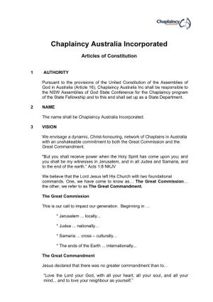 Chaplaincy Australia Constitution 2008