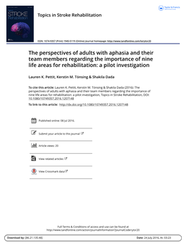 The Perspectives of Adults with Aphasia and Their Team Members Regarding the Importance of Nine Life Areas for Rehabilitation: a Pilot Investigation