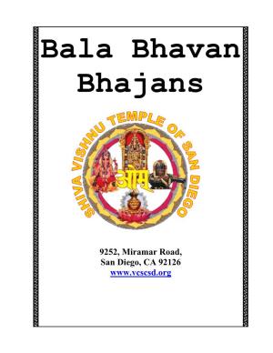 Bala Bhavan Bhajans Contents