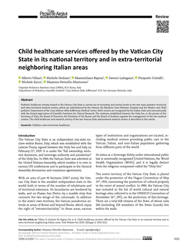 Child Healthcare Services Offered by the Vatican City State in Its National Territory and in Extra-Territorial Neighboring Italian Areas