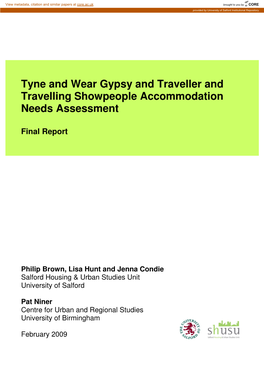 Tyne and Wear Gypsy and Traveller and Travelling Showpeople Accommodation Needs Assessment