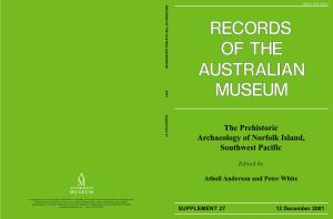The Prehistoric Archaeology of Norfolk Island, Southwest Pacific