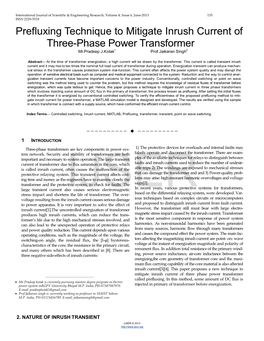 Prefluxing Technique to Mitigate Inrush Current of Three-Phase Power Transformer Mr.Pradeep J.Kotak1 Prof.Jaikaran Singh2