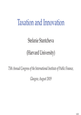 Taxation and Innovation
