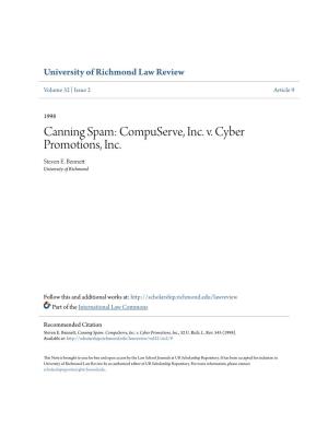 Compuserve, Inc. V. Cyber Promotions, Inc. Steven E