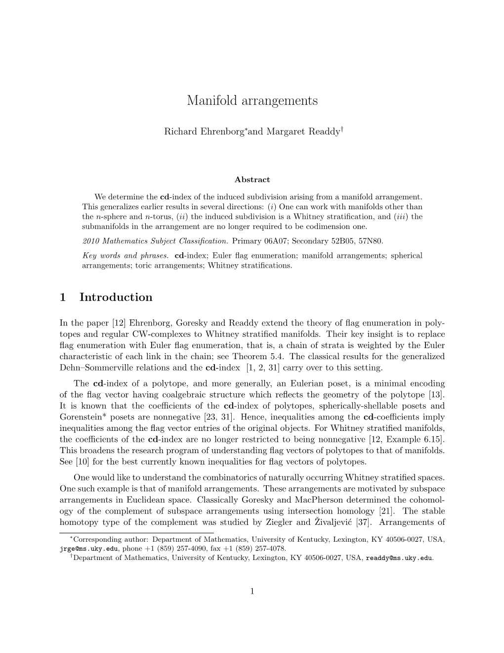 Manifold Arrangements