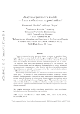 Analysis of Parametric Models — Linear Methods and Approximations