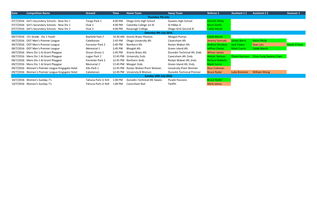 Appointments 07-10 July 2016 V2.Xlsx