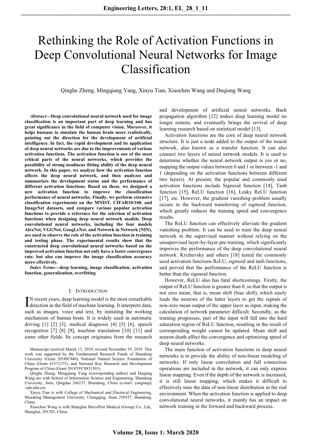 Rethinking the Role of Activation Functions in Deep Convolutional Neural Networks for Image Classification