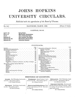 Johns Hopkins University Circulars