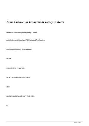From Chaucer to Tennyson by Henry A. Beers&lt;/H1&gt;