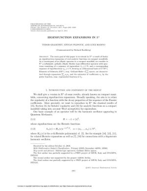 EIGENFUNCTION EXPANSIONS in Rn 1. Introduction and Statement Of