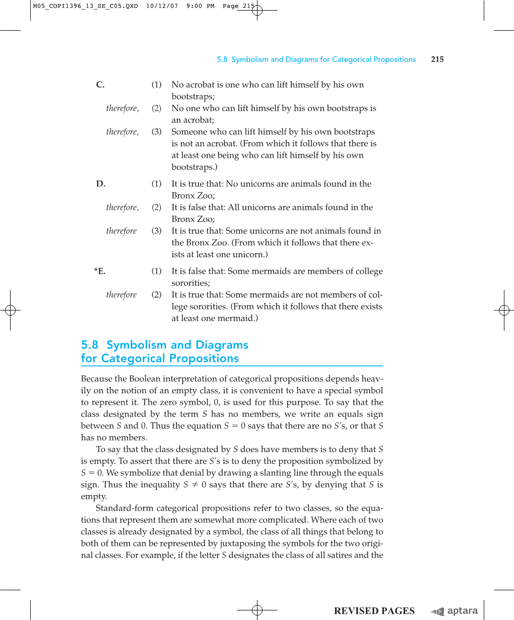 5.8 Symbolism and Diagrams for Categorical Propositions 215