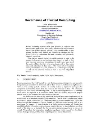 Governance of Trusted Computing
