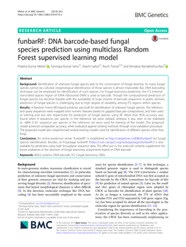 DNA Barcode-Based Fungal Species Prediction Using Multiclass Random