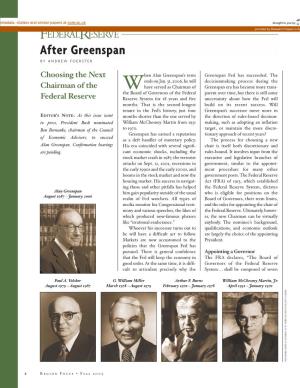 After Greenspan: Choosing the Next Chairman of the Federal Reserve