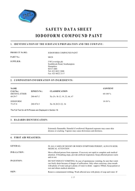 Safety Data Sheet Iodoform Compound Paint