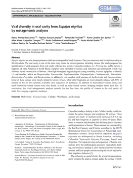 Viral Diversity in Oral Cavity from Sapajus Nigritus by Metagenomic Analyses