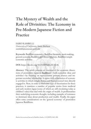 The Mystery of Wealth and the Role of Divinities: the Economy in Pre-Modern Japanese Fiction and Practice
