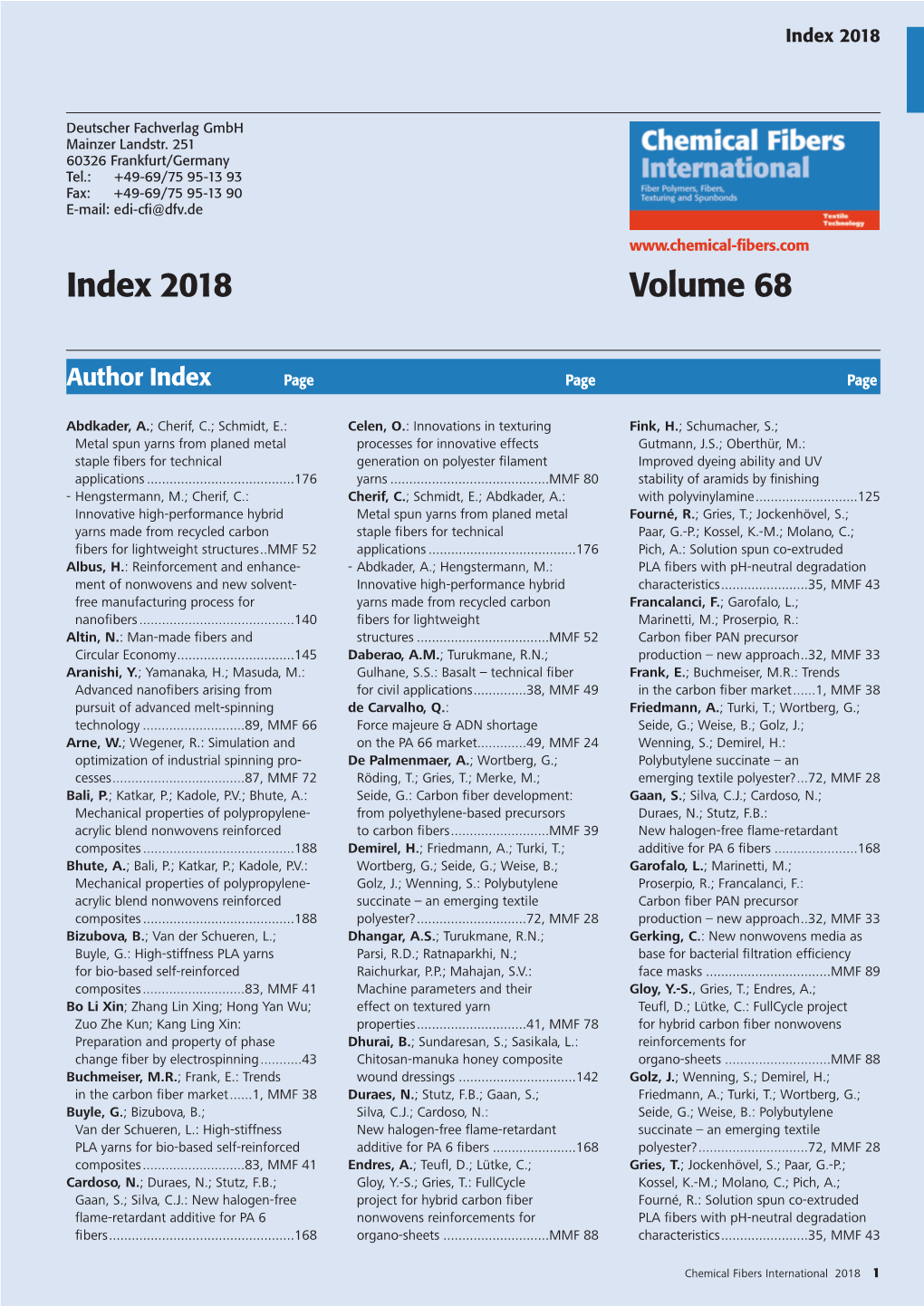 CFI-Index 2018 Jahresregister