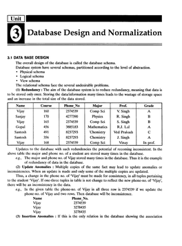Database Design and Normalization
