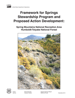 Framework for Springs Stewardship Program and Proposed Action Development: Spring Mountains National Recreation Area, Humboldt-Toiyabe National Forest
