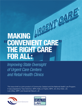 State Regulation of Urgent Care Centers and Retail Health Clinics