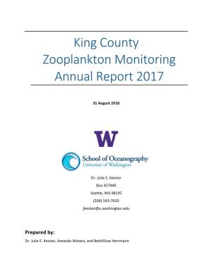 King County Zooplankton Monitoring Annual Report 2017