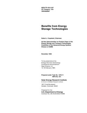 Benefits from Energy Storage Technologies