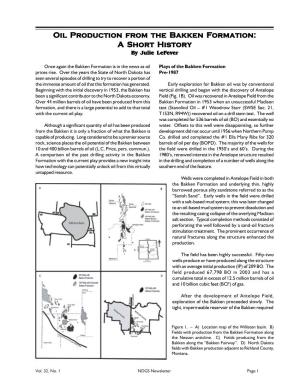 Oil Production from the Bakken Formation: a Short History by Julie Lefever