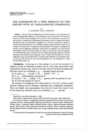 The Subgroups of a Free Product of Two Groups with an Amalgamated Subgroup!1)