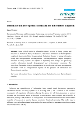Information in Biological Systems and the Fluctuation Theorem