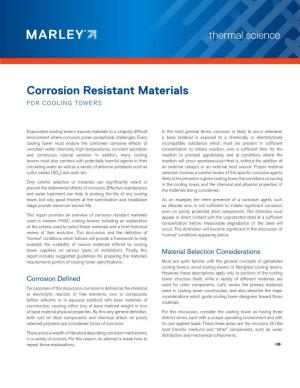 Corrosion Resistant Materials for COOLING TOWERS