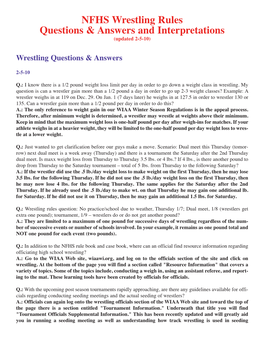 NFHS Wrestling Rules Questions & Answers and Interpretations